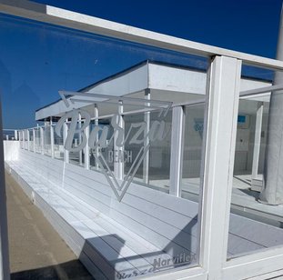 Narviplastx Transparante Kunststof ter vervanging van glas in een Beach Bar in Nieuwpoort